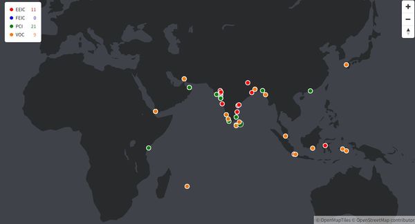 European Factories in the Indian Ocean - Map Timeline